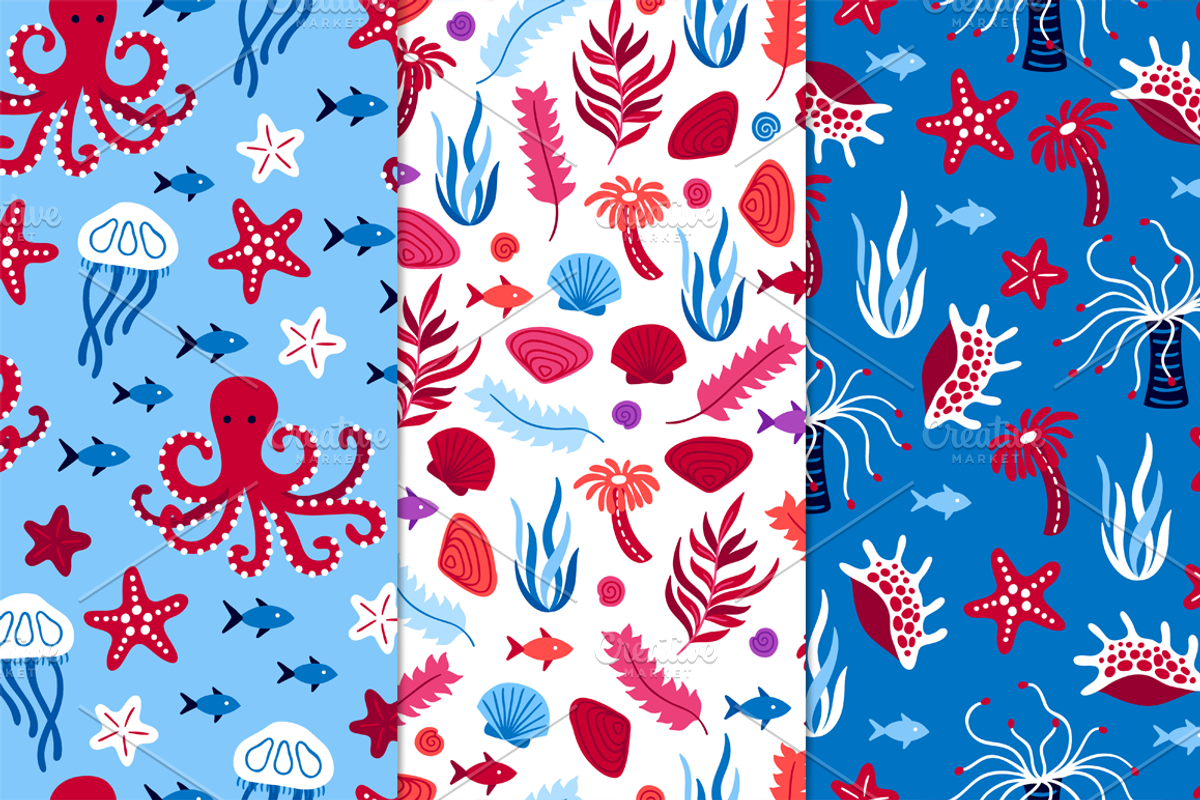 Ocean Patterns + Design Elements, a Pattern Graphic by miumiu