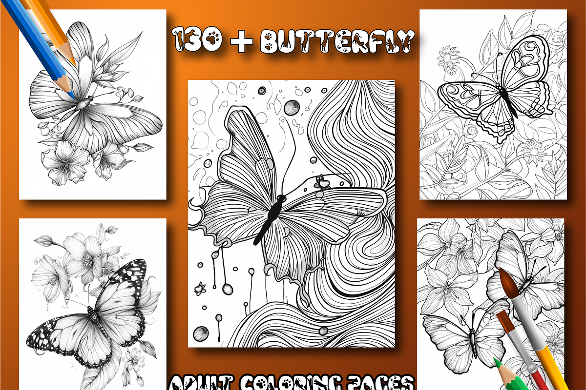 Butterfly Coloring Book for Adults, an Animal Illustration by Design Home (Photo 6 of 7)