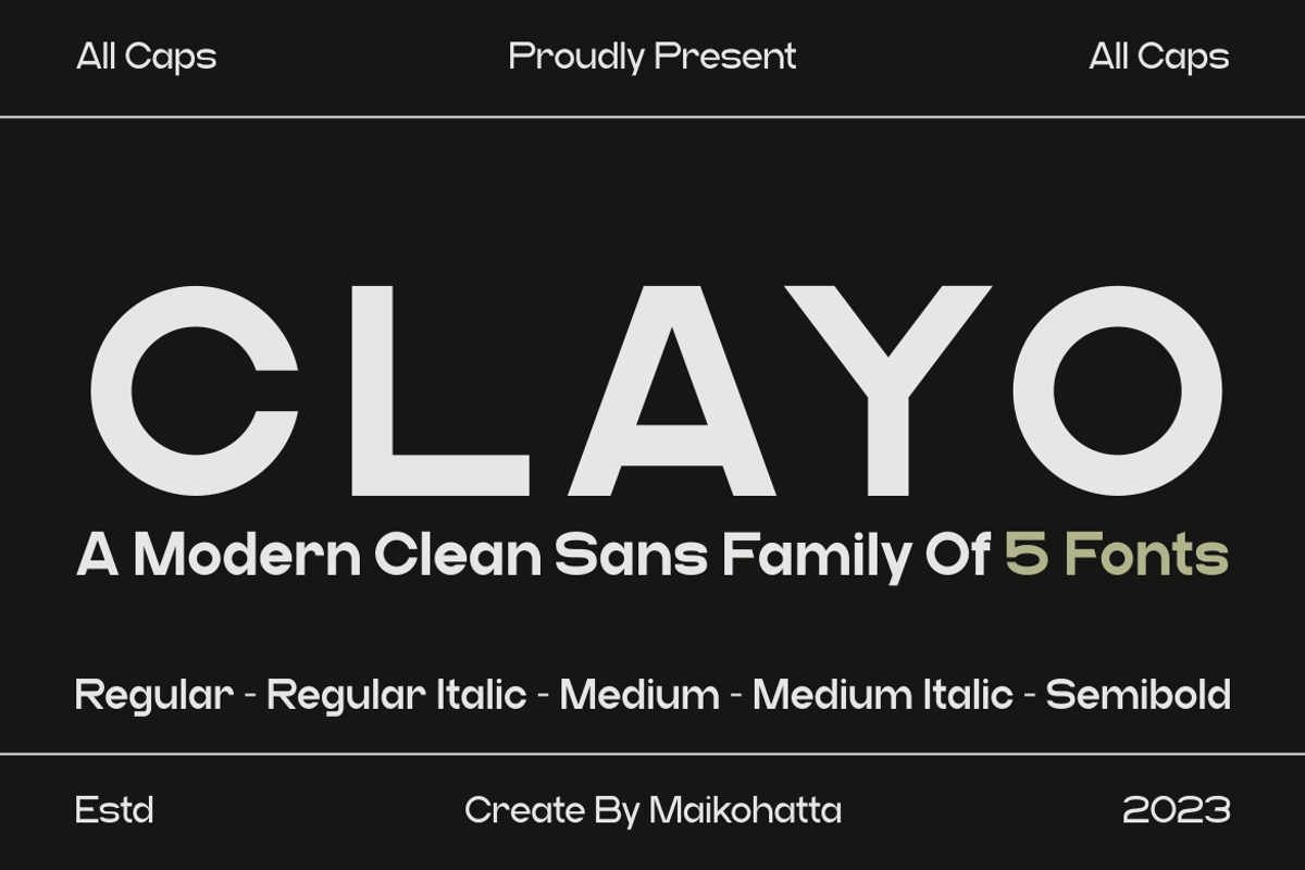 Clayo - Modern Clean Sans Family, a Sans Serif Font by MaikoHatta (Photo 1 of 7)