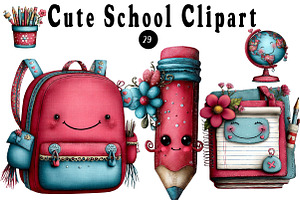 Cute School Clipart, a Seasonal Illustration by CreationArt