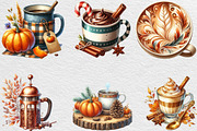 Vintage Autumn Coffee Clipart, an Illustration by Black Bird Studio (Thumbnail 4 of 6)