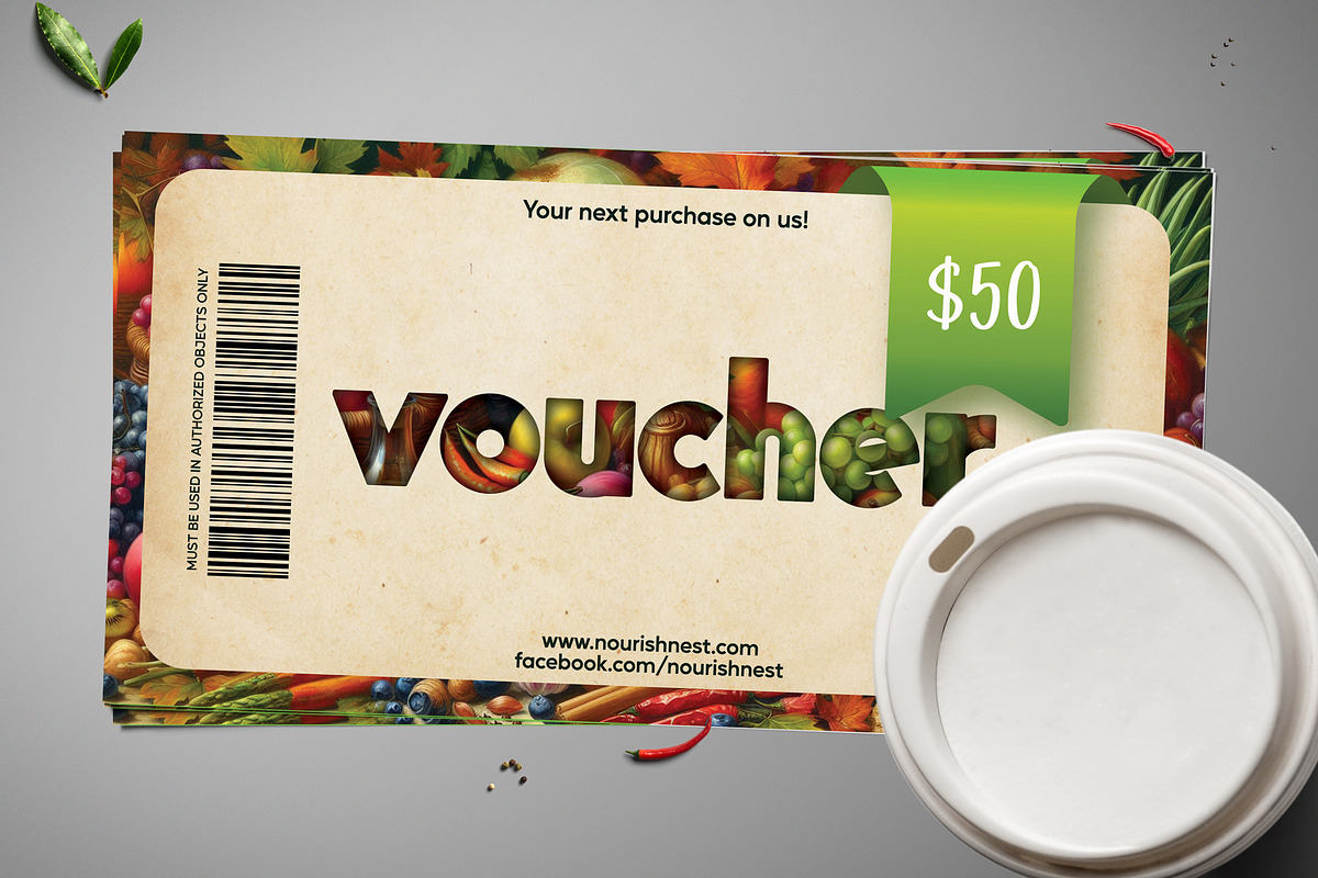 Food Event Gift Voucher, a Card Template by Tzochko (Photo 1 of 3)