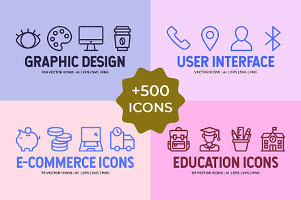 Mega Bundle: 500+ Vector Line Icons