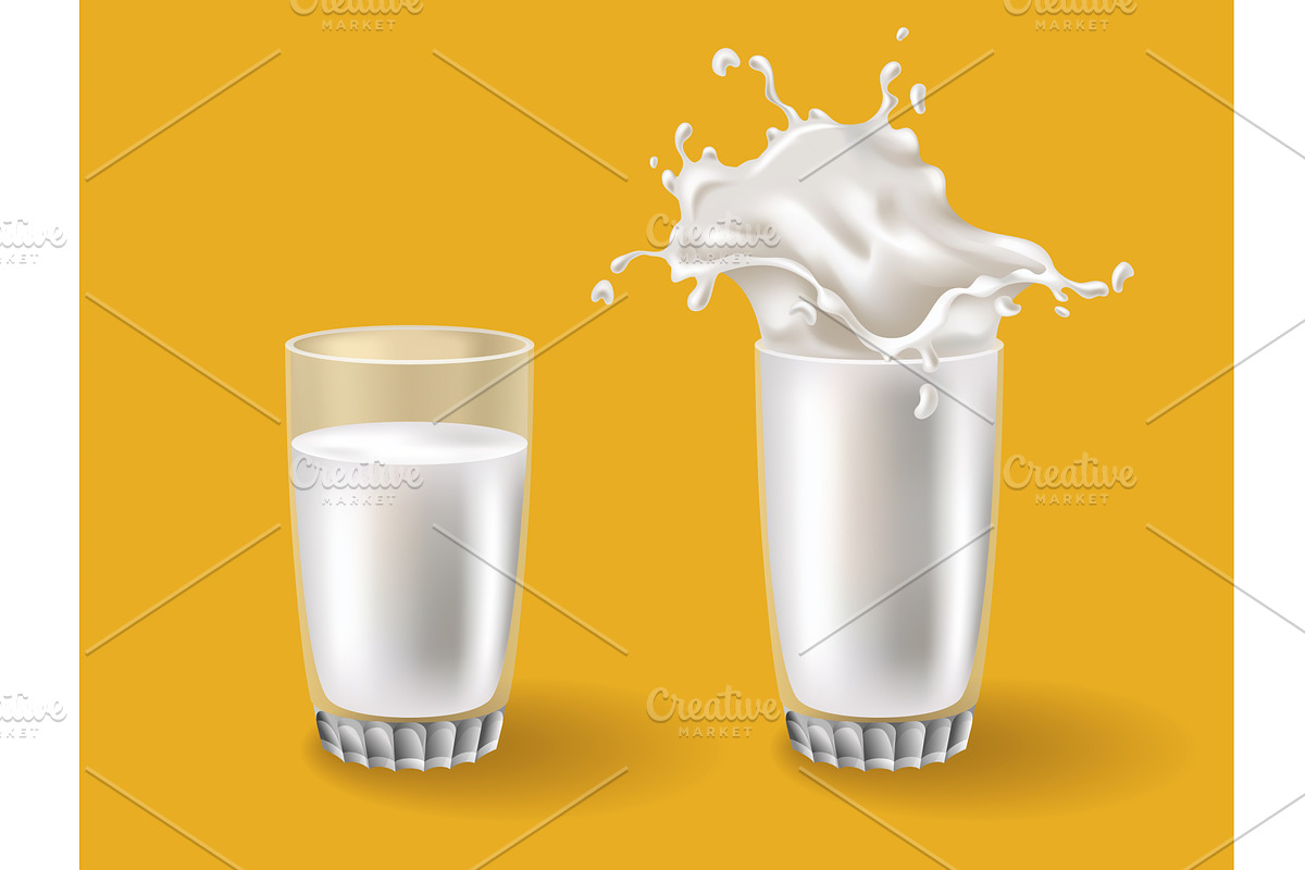 Realistic milk splash in a glass, a Food Illustration by the8monkey