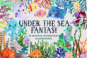 Ocean Fantasy Watercolor Bundle, an Animal Illustration by ClipartBrat Graphics (Thumbnail 1 of 6)