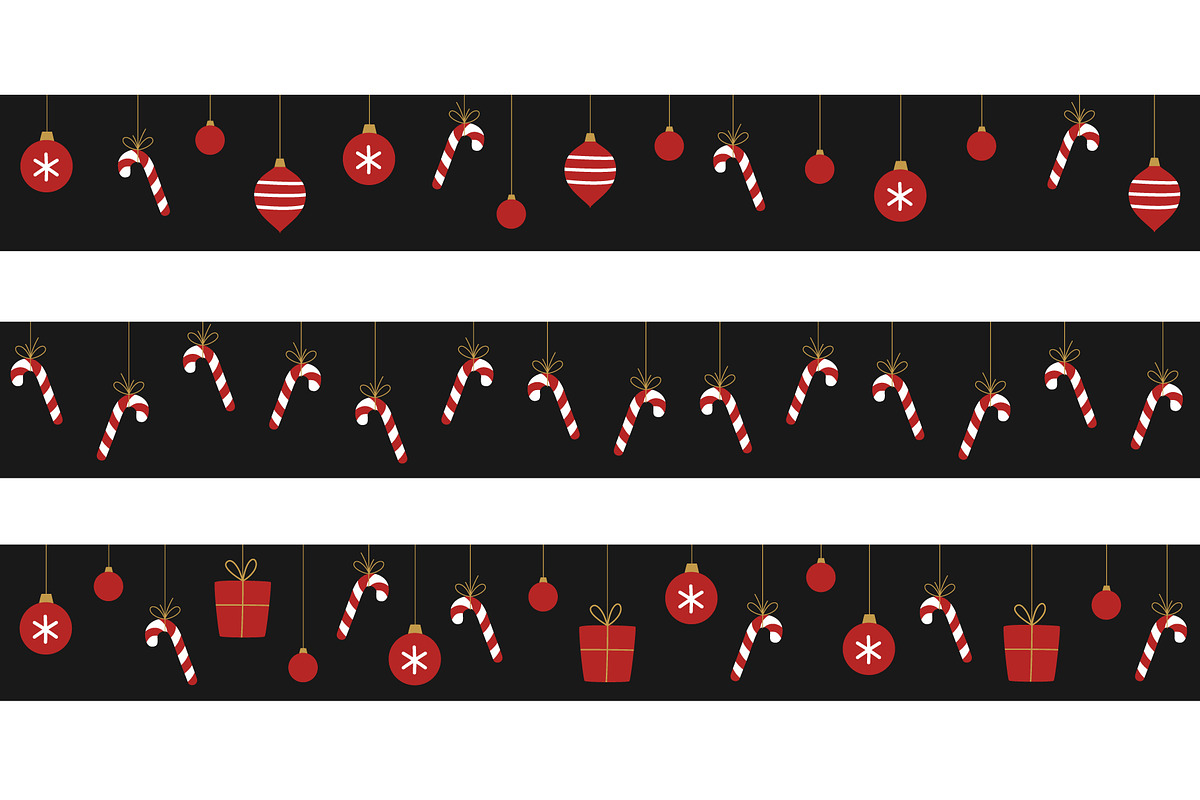Seamless Christmas borders set, a Pattern Graphic by Barsuk's Shop (Photo 2 of 5)