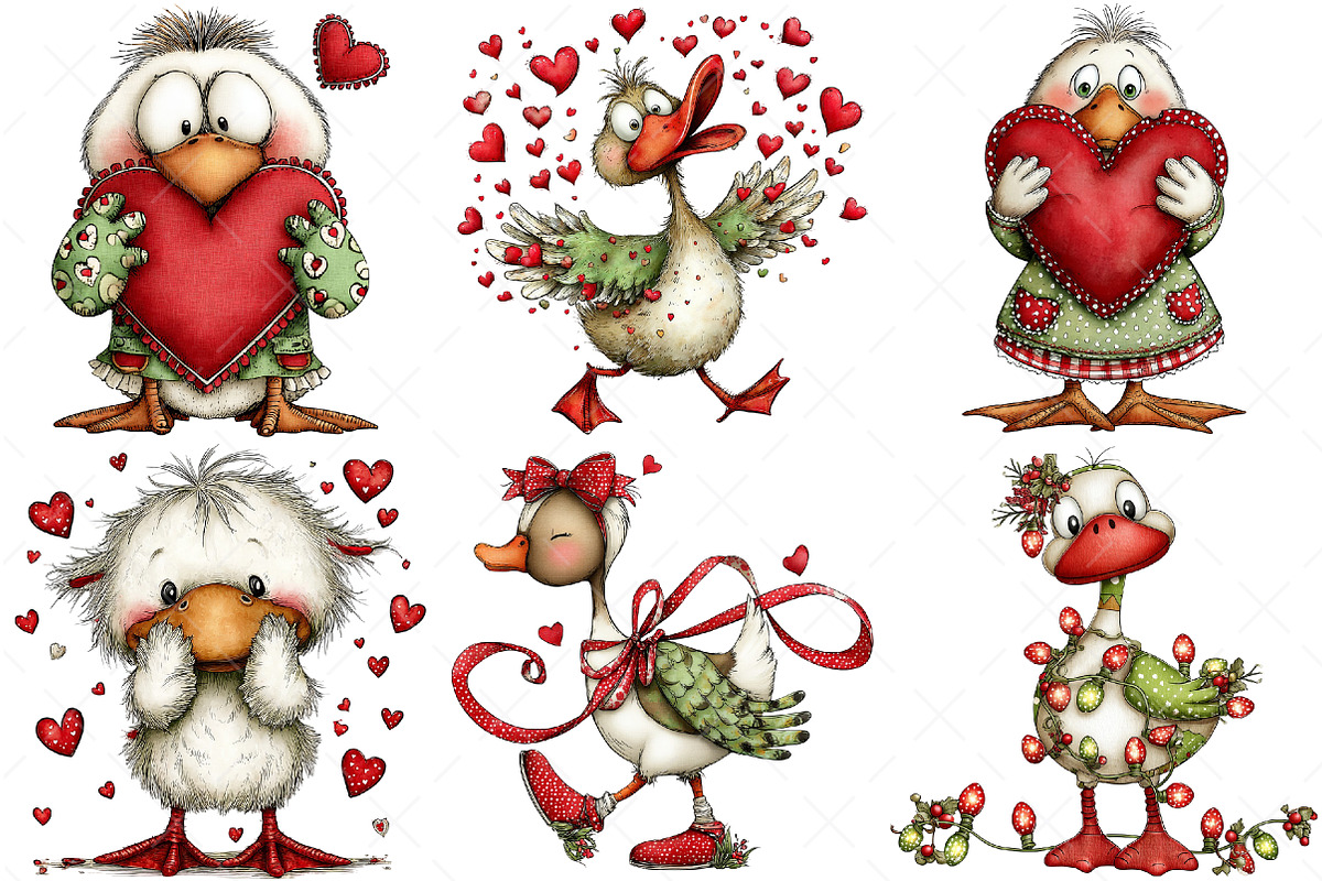 Funny Panic Goose Valentine Clipart, an Illustration by Craft Nest (Photo 4 of 10)