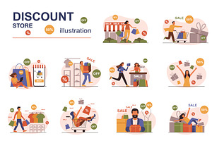 Discount Store Vector Illustrations, a Templates & Theme by alexdndz