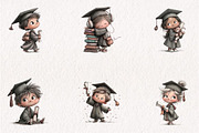 Graduation Kids Clipart PNG, a Seasonal Illustration by CreationArt (Thumbnail 5 of 5)