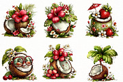 whimsical summer coconut clipart, an Illustration by Designworld (Thumbnail 3 of 8)