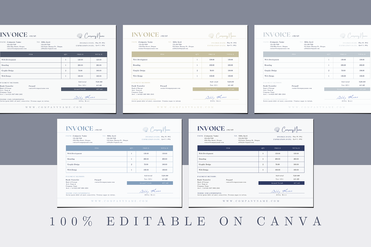 INVOICE CANVA TEMPLATE, a Print Template by The Little Lily Studio (Photo 2 of 5)