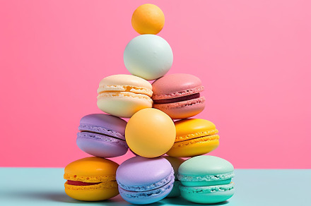 macarons in pastel candy colors, a Food & Drink Photo by Virgo Studio