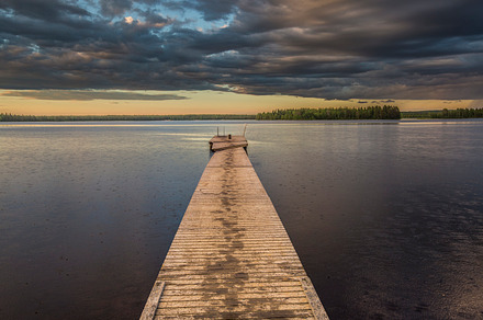Wooden pier in lake