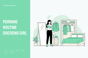 Morning Routine Dressing Girl, a Person Illustration by Partikusi Design