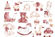 Retro Baby Shower Set, an Object Illustration by SirenaArt (Thumbnail 4 of 21)
