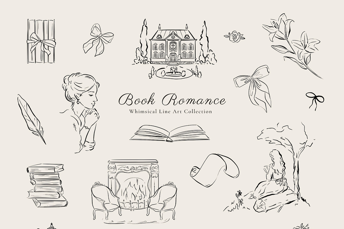 Vintage Literary Line Art collection, a Decorative Illustration by Eva Gentle (Photo 5 of 13)