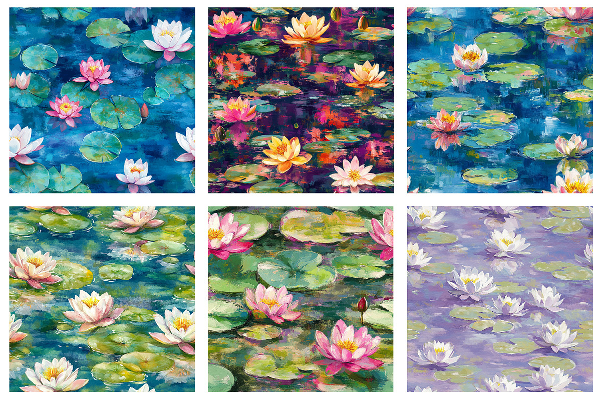 Waterlilies Monet Digital Paper, a Background Graphic by designcity5 (Photo 2 of 5)