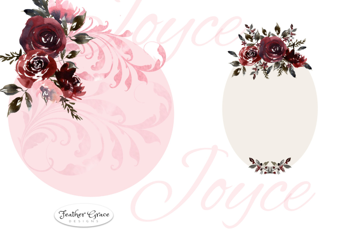 Burgundy Florals, Wreaths, an Illustration by Feather Grace Designs (Photo 10 of 13)