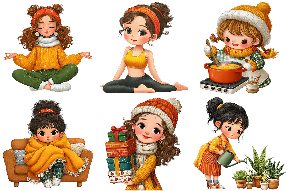 Daily Routine Winter Girl Clipart, an Illustration by Craft Nest (Photo 8 of 9)