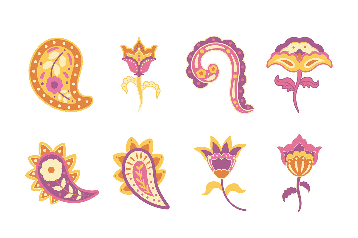Ornamental Paisley Floral Set
