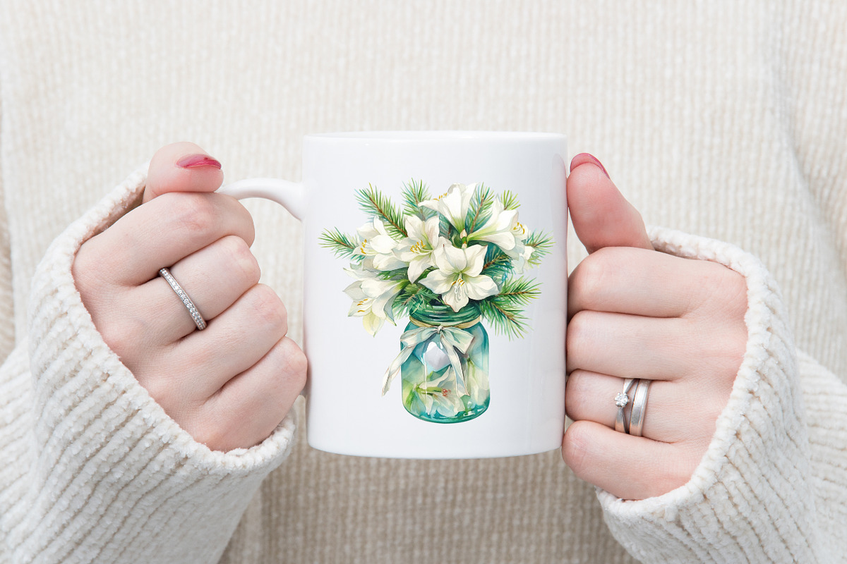 Christmas Flowers in Jar Clipart, an Illustration by designcity5 (Photo 5 of 5)