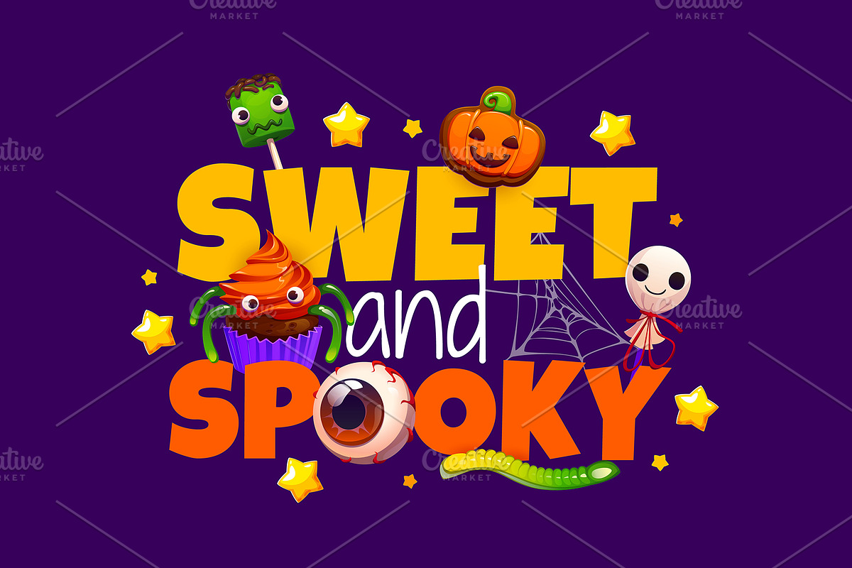 Halloween quote sweet and spooky, a Seasonal Illustration by Seavector Studio (Photo 1 of 3)