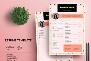 Gold Rose CV / Resume Template / N