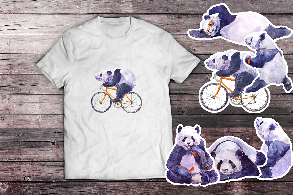 Triathlon Panda Watercolor Set, an Animal Illustration by Cat In Colour (Photo 4 of 4)