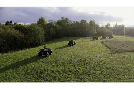 People riding on quad bikes, aerial, a Sports & Recreation Photo by Media Whale Stock