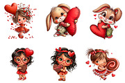 whimsical valentine clipart bundle, an Illustration by CreationArt (Thumbnail 4 of 7)