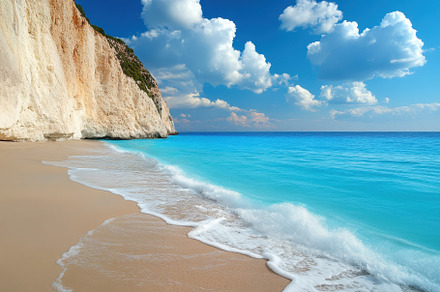 Serene waters lap against the sandy, a Photo by Iftikhar Alam