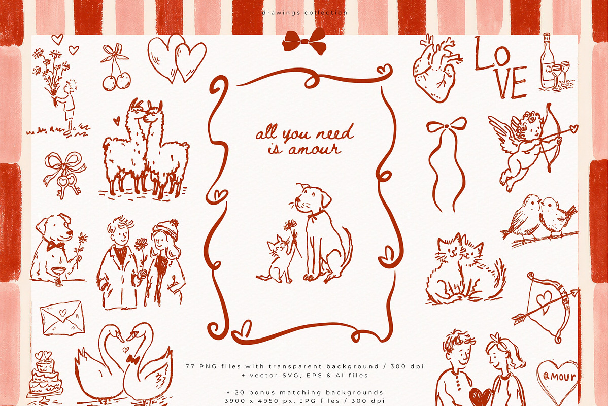 All You Need Is Amour Collection, a Seasonal Illustration by PeDe Designs (Photo 1 of 8)