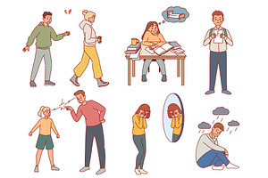 Teens problems. Sadness teenagers, a Person Illustration by YummyBuum