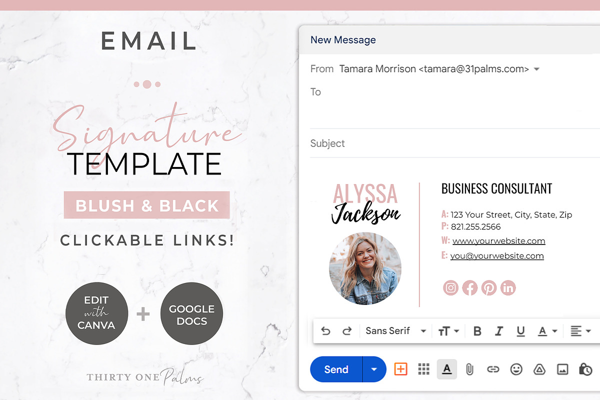 Email Signature | Canva + Gmail, a Templates & Theme by Thirty One Palms Studio (Photo 1 of 6)