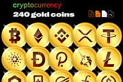240 Crypto Currency Gold Coins, a Finance Illustration by karnofff (Thumbnail 1 of 7)