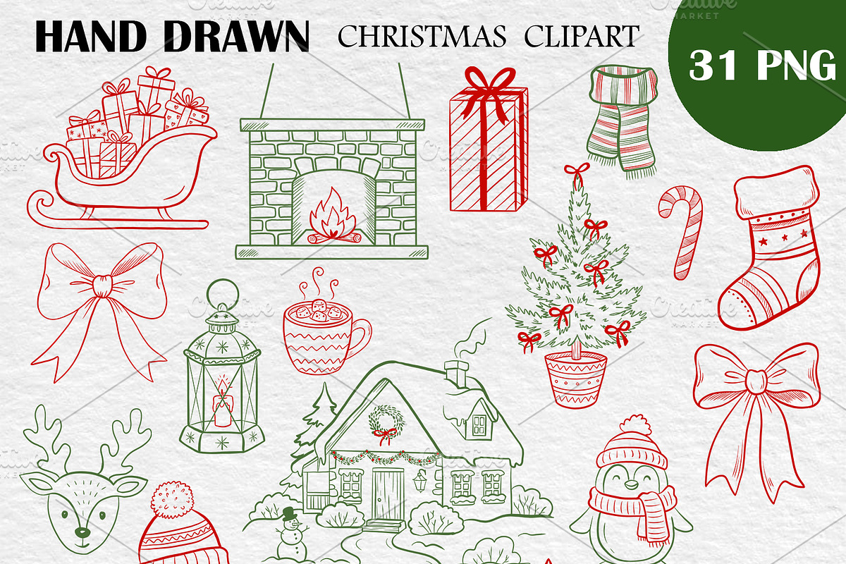 Hand Painted Christmas PNG Bundle, an Object Graphic by PatternPalette (Photo 2 of 6)