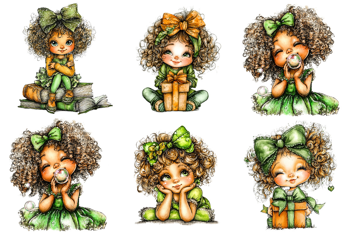 Whimsical Funny Girl Clipart, a Seasonal Illustration by CitraGraphics (Photo 4 of 6)