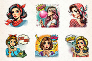 Pop-Art Girl Clipart PNG, an Illustration by Dream Creation (Thumbnail 4 of 5)