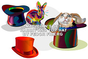 Rabbit and top hat magic set vector, an Animal Illustration by Fedor Fiberg Vector Shop (Thumbnail 1 of 3)