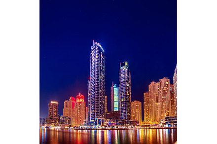 Dubai Marina at night, an Architecture Photo by Nature and travel