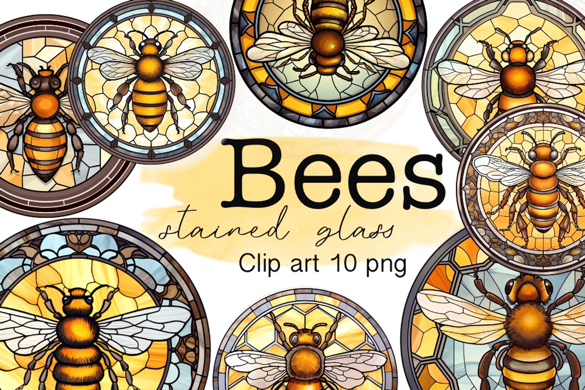 Honey Bees Png Stained Glass Clipart, an Animal Illustration by Tanya Kart (Photo 1 of 7)