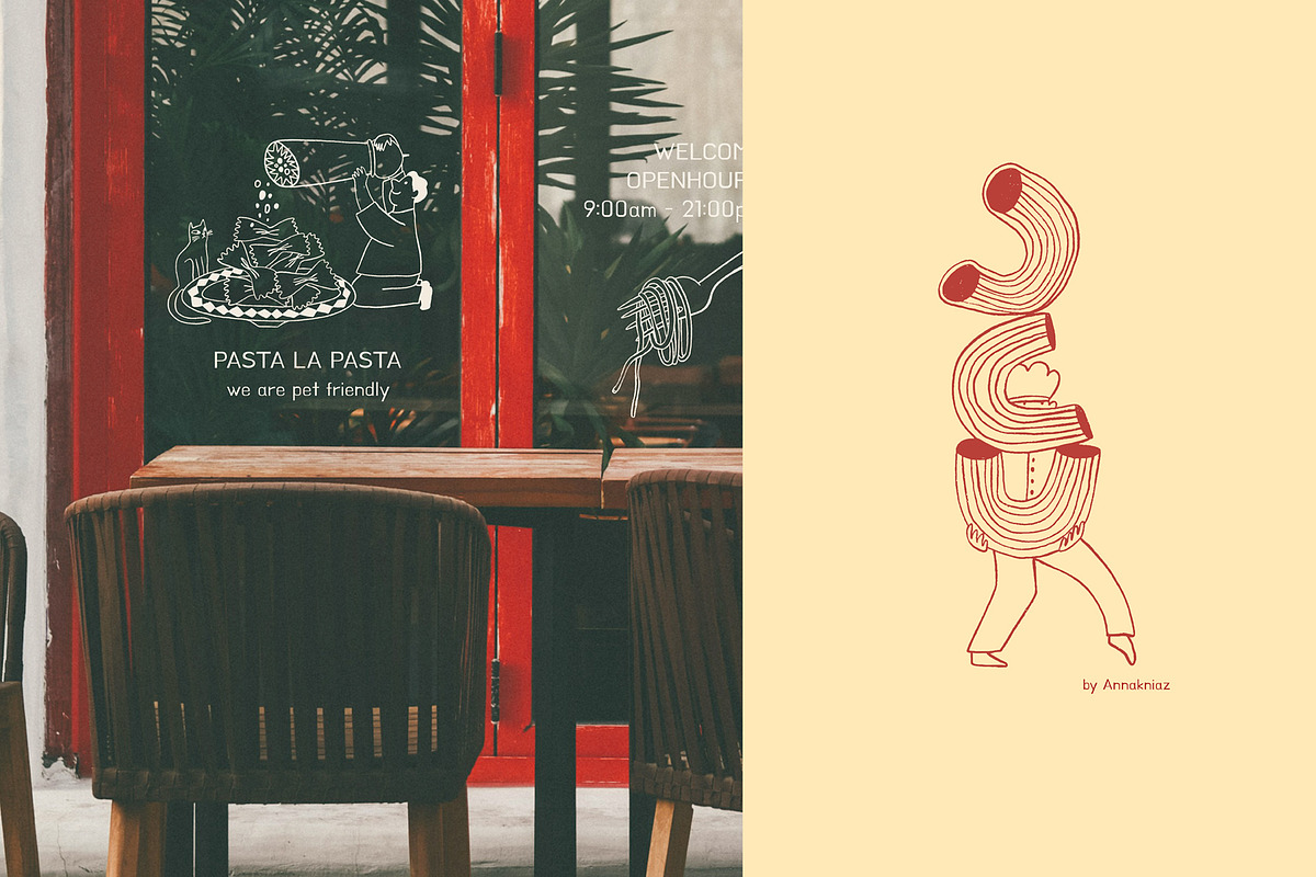 Pasta La Pasta. Food illustrations., a Food Illustration by Annakniaz (Photo 15 of 18)