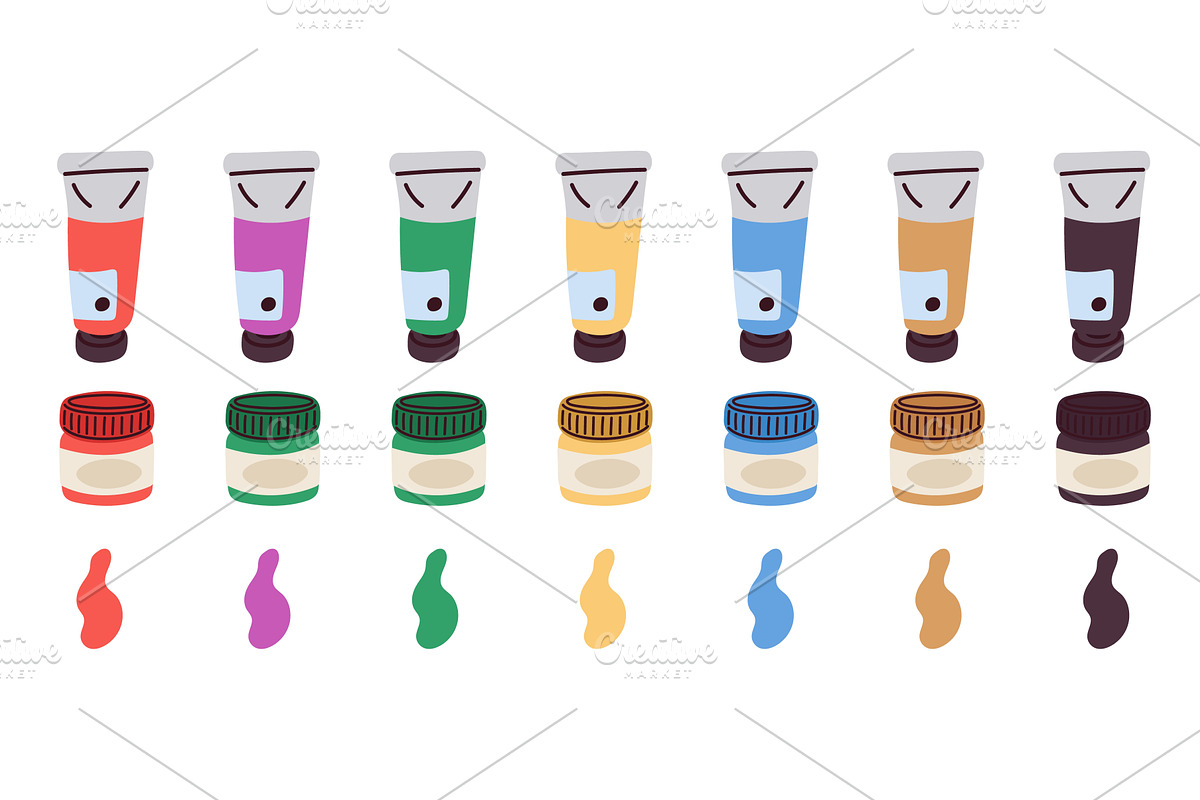 Colorful oil and watercolor paints, an Object Illustration by Vectorbuum
