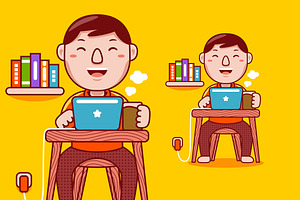 Man Graphic Designer Cartoon Vector, a Person Illustration by MEDZ