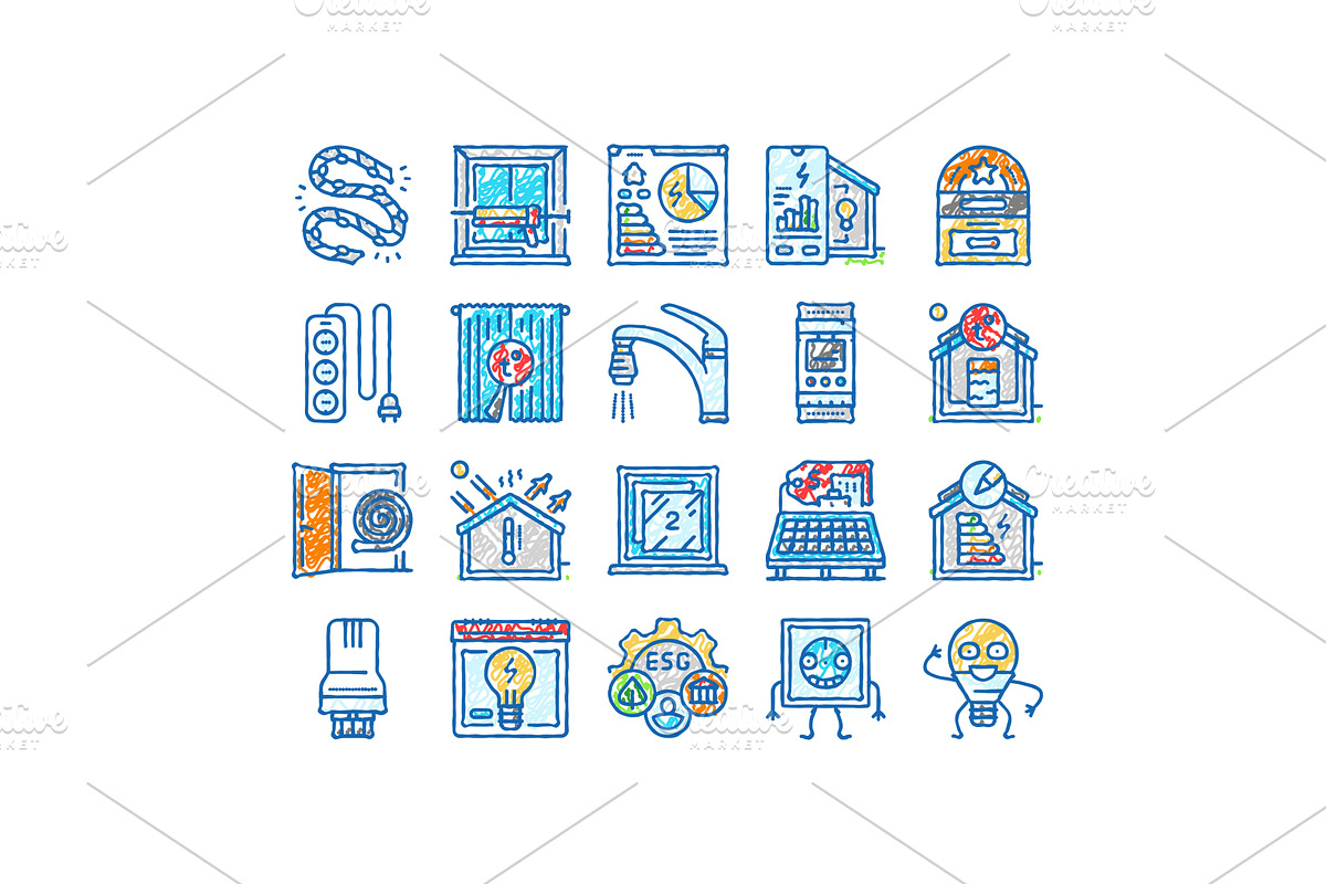 energy conservation green save icons, an Object Illustration by pikepicture