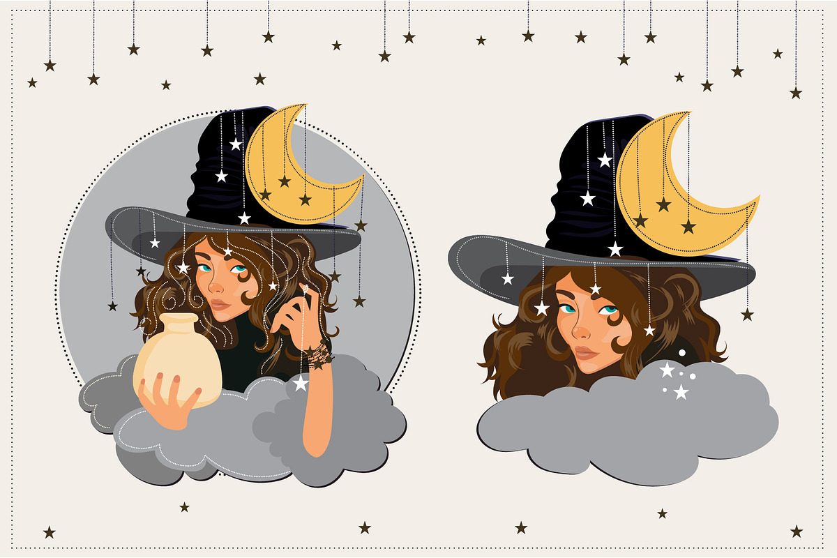Halloween Witch, Cat, Bat Character, a Decorative Illustration by Imaginary Party (Photo 3 of 10)
