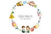 Watercolor Back to school frame 3PNG, an Education Illustration by Art and Funny (Thumbnail 2 of 5)