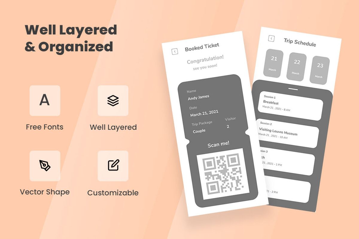 Travel Service Wireframe Apps, a Websites & App Template by INSPR STD (Photo 4 of 6)