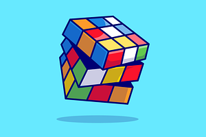 Cube Toy Cartoon Illustration, an Object Illustration by Catalyst Labs