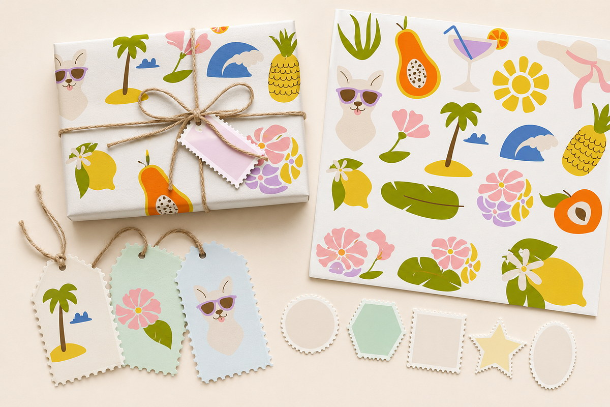 Vintage Postage Stamp Graphics, a Decorative Illustration by Anna Studio (Photo 7 of 12)